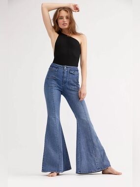 Free People CRVY Utility Flare Jeans Size 35 NWT